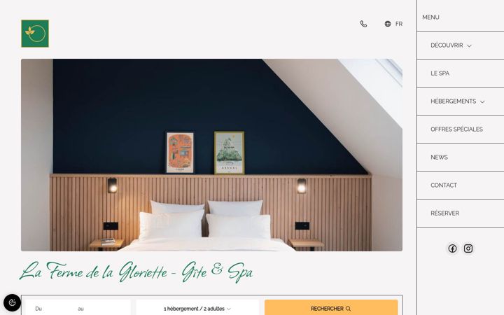 Screenshot of gitefermedelagloriette.com