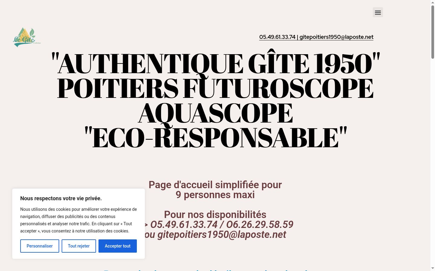 Capture d'écran de la bannière de consentement affichée avant toute interaction