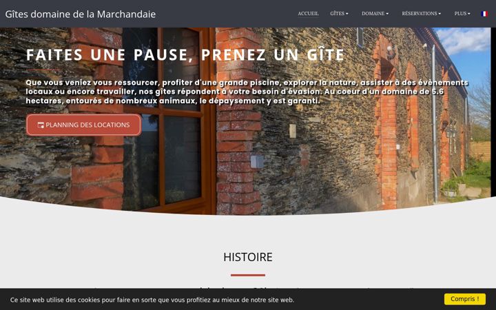 Screenshot of gites-domaine-marchandaie.com