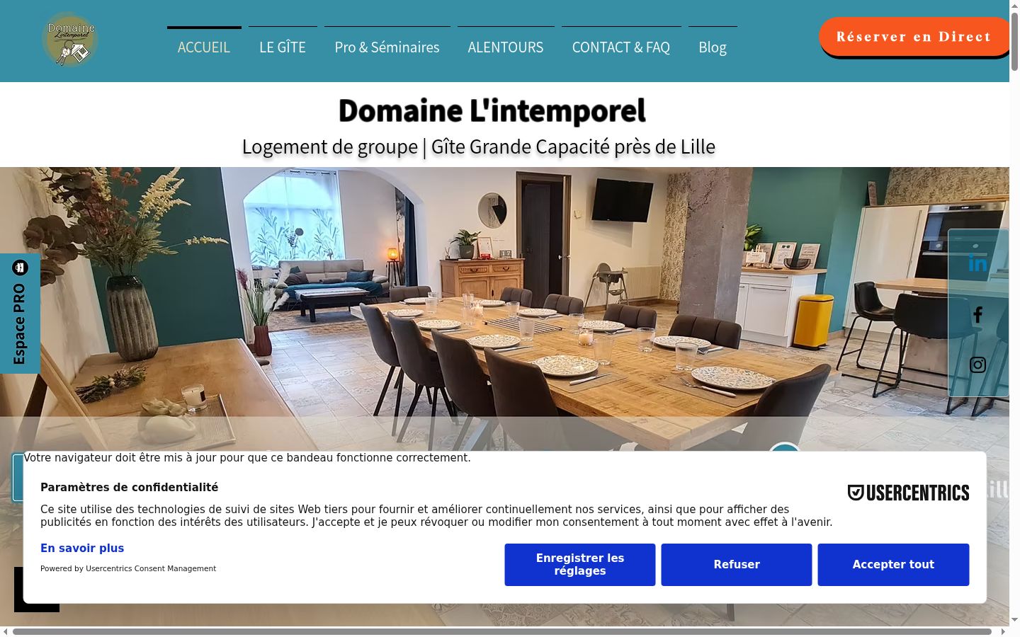 Screenshot del banner di consenso mostrato prima di qualsiasi interazione