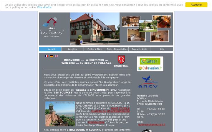 Screenshot of gites-lessources-alsace.com