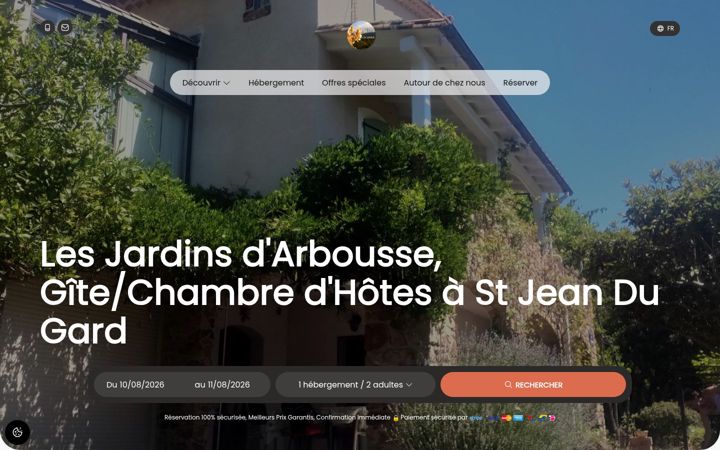 Screenshot of gitesdarbousse.fr