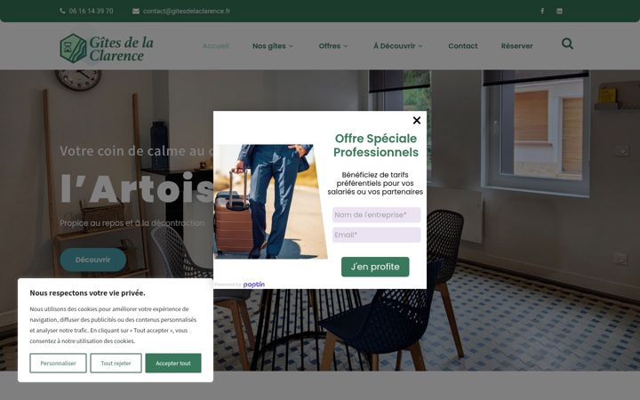 Screenshot of gitesdelaclarence.fr