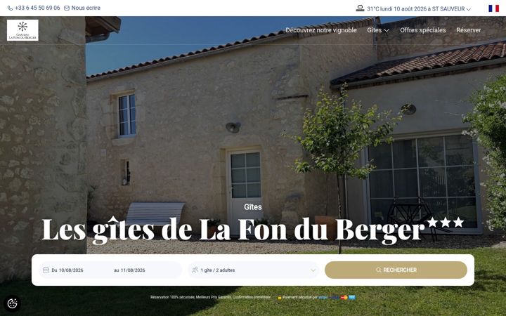 Screenshot of giteslafonduberger.com