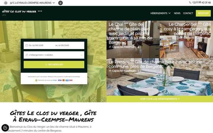 Screenshot of gitesleclosduverger-maurens.fr
