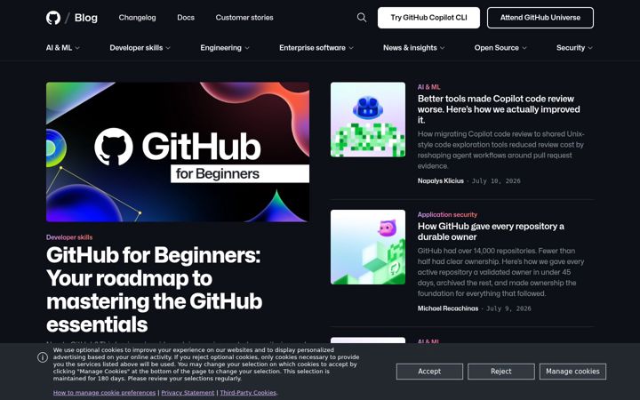 Screenshot ta' github.blog