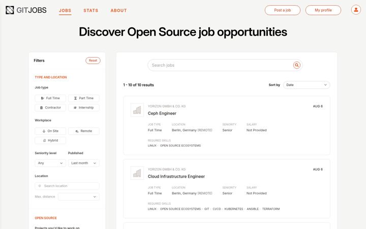 Screenshot of gitjobs.dev