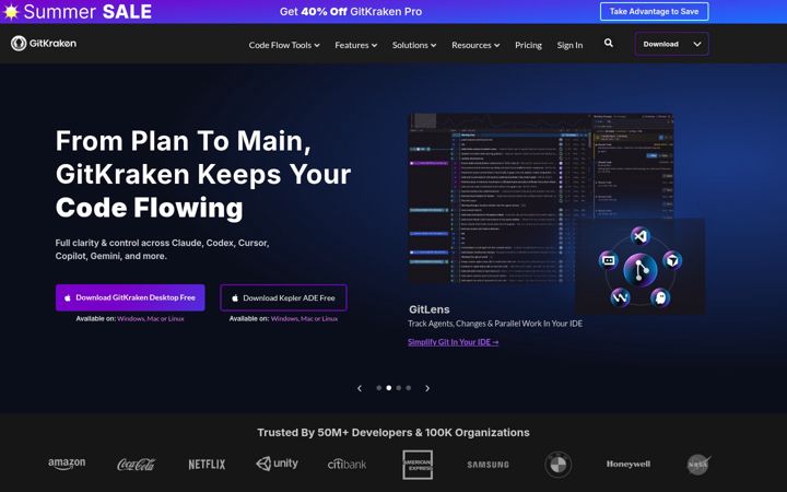 Skærmbillede af gitkraken.com