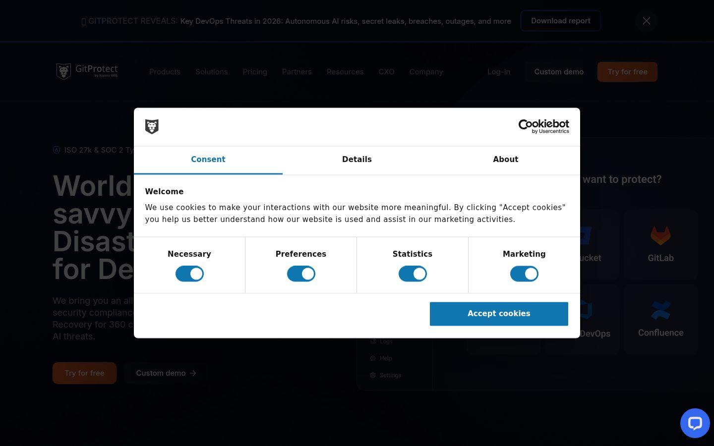 Screenshot of the consent banner shown before any interaction
