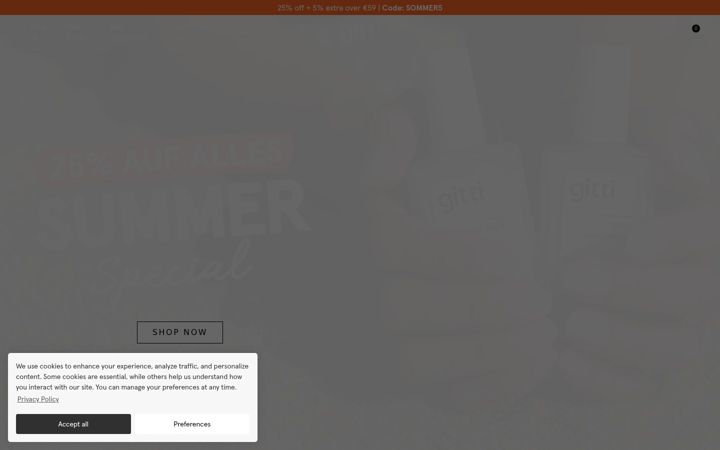 Screenshot of gitticonsciousbeauty.com