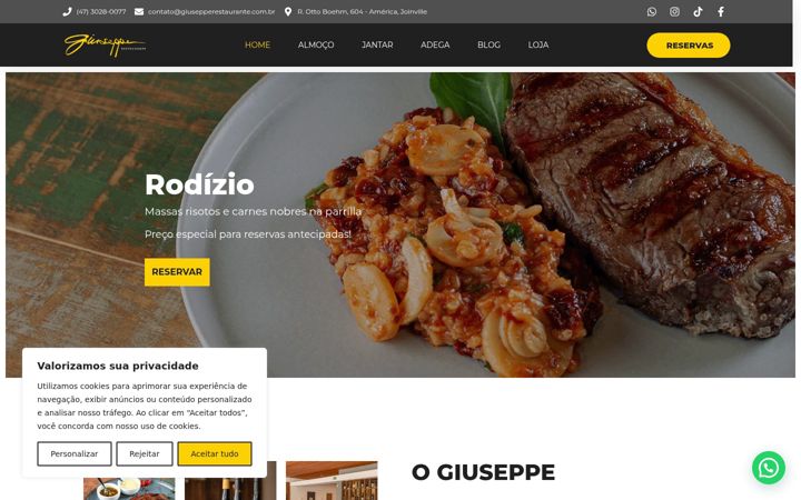 Screenshot of giusepperestaurante.com.br