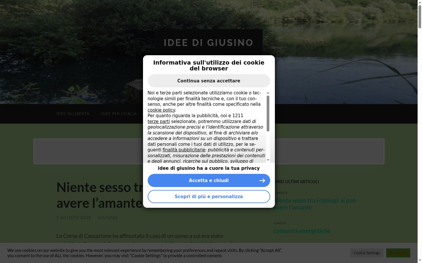 Skjermbilde av samtykkebanneret slik det vises før noen interaksjon