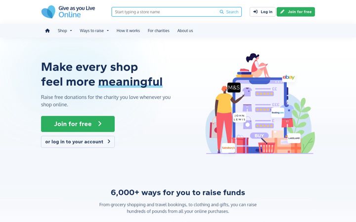 Screenshot of giveasyoulive.com