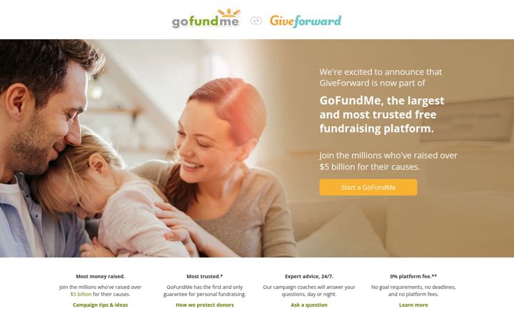 Screenshot of giveforward.com