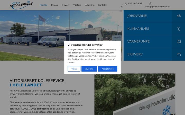Screenshot of givekoleservice.dk