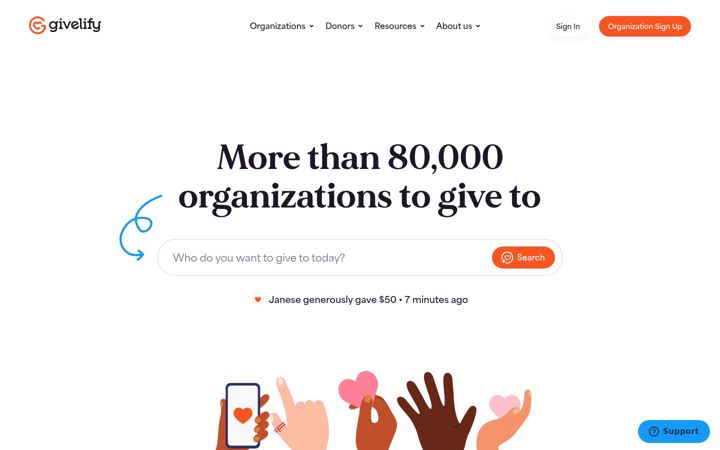 Screenshot of givelify.com