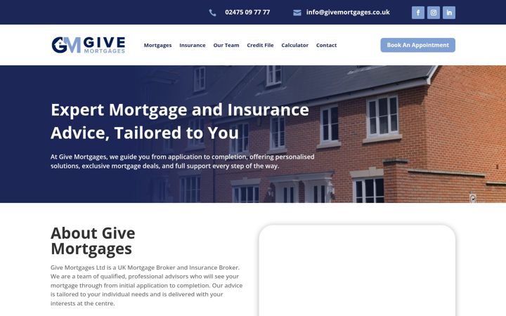 Screenshot of givemortgages.co.uk