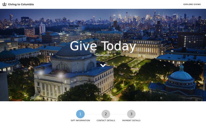 Screenshot of givenow.columbia.edu