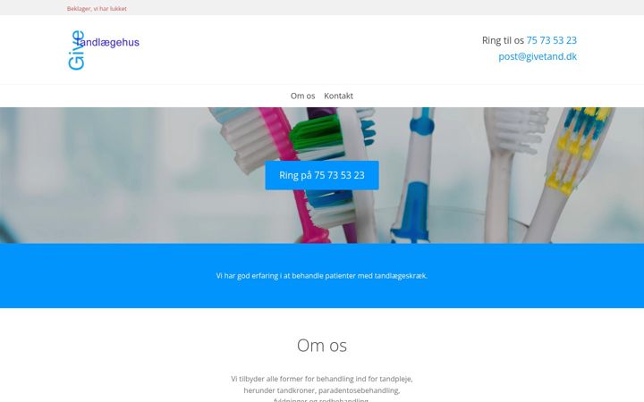 Screenshot of givetandlaegehus.dk