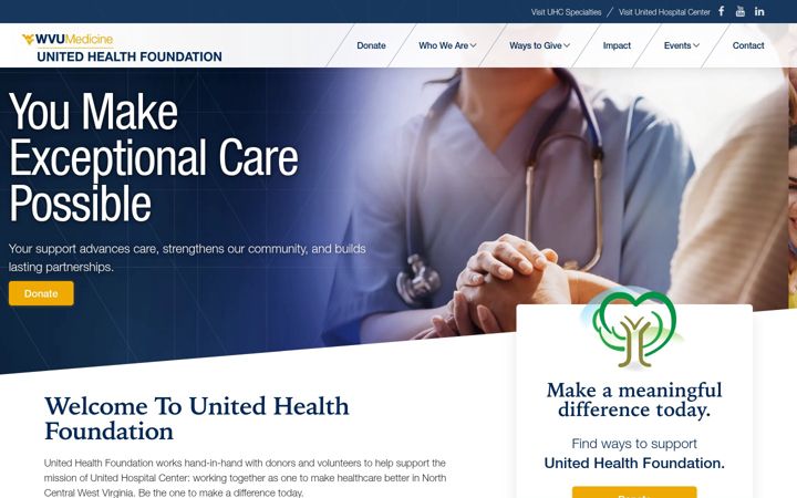 Screenshot of givetouhc.org