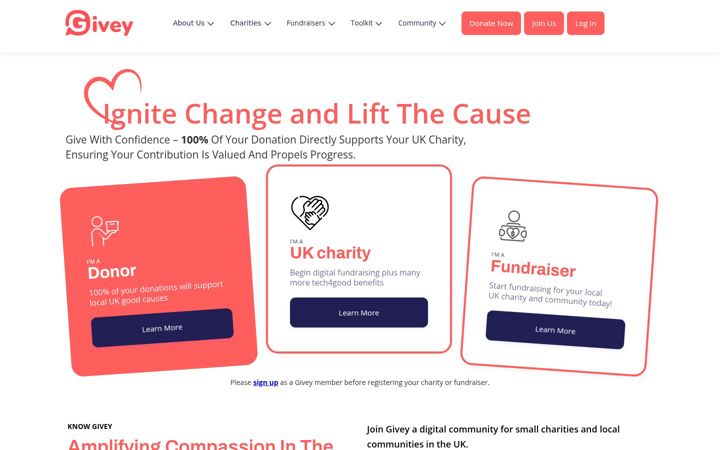 Screenshot of givey.com