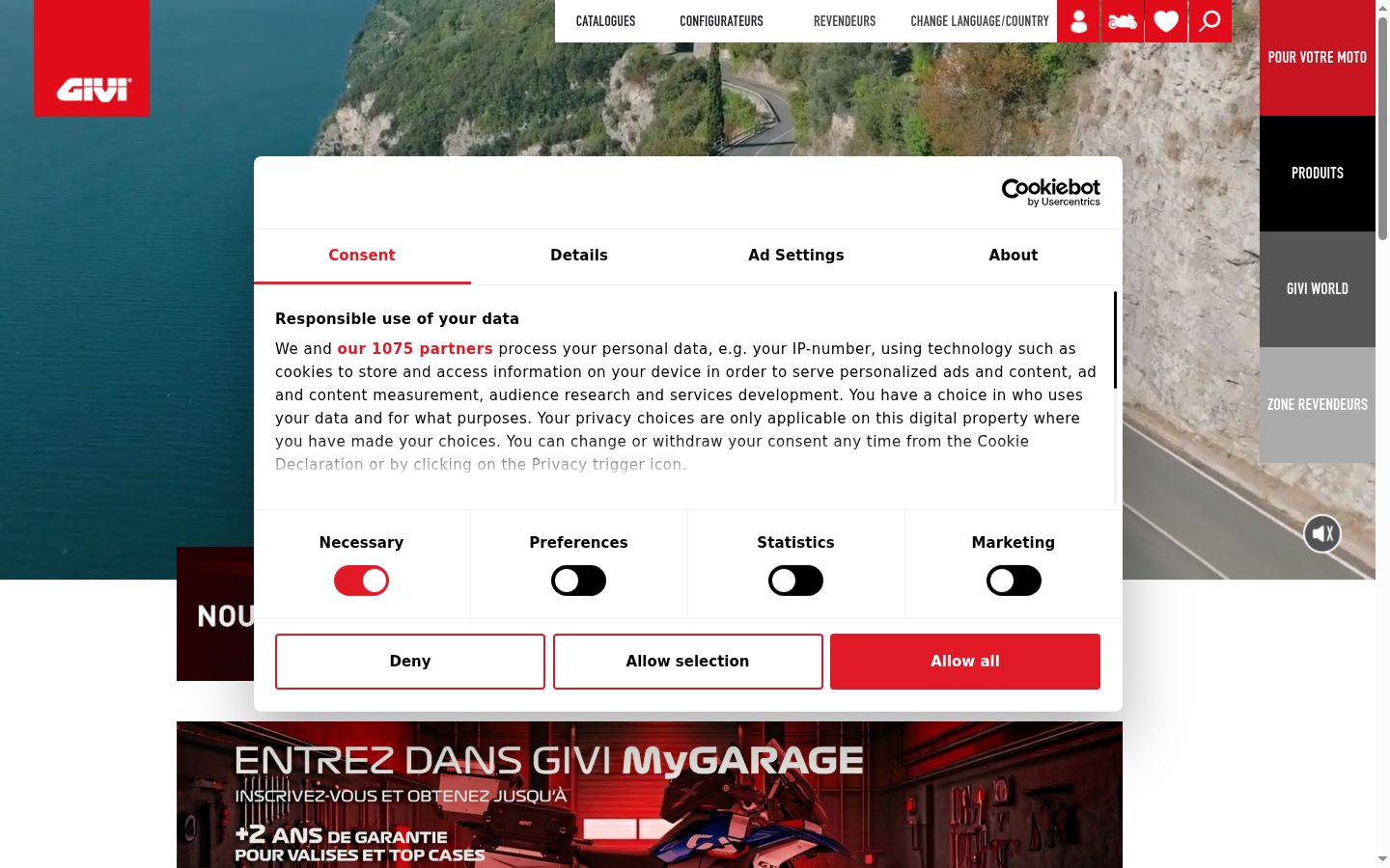 Screenshot of the consent banner shown before any interaction