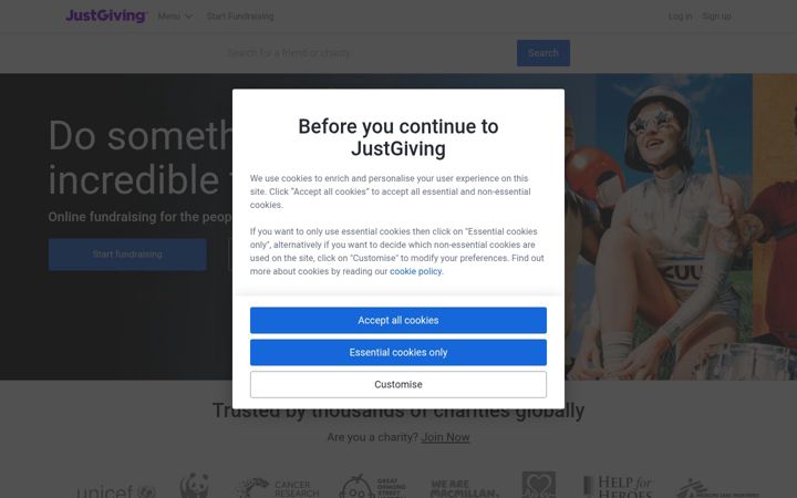 Screenshot of giving.com