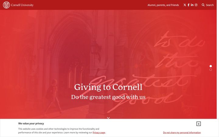 Screenshot of giving.cornell.edu