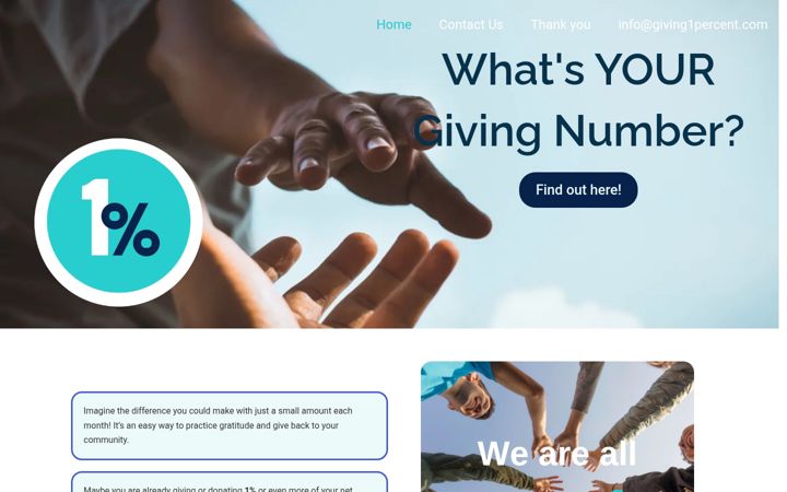 Screenshot of giving1percent.com