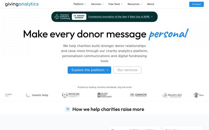 Screenshot of givinganalytics.org