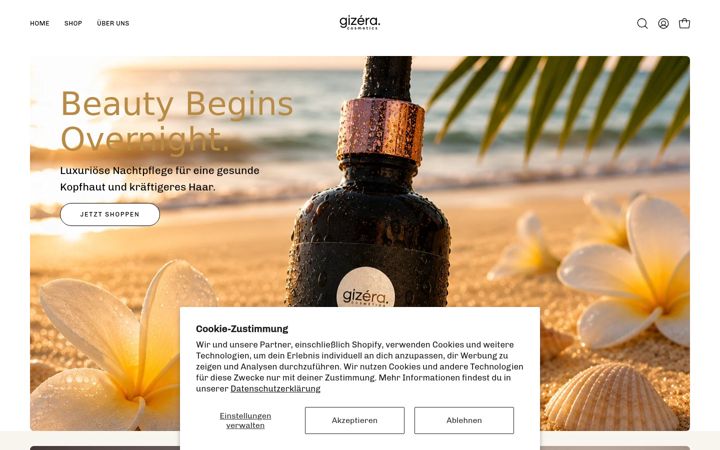 Screenshot of gizera-cosmetics.com