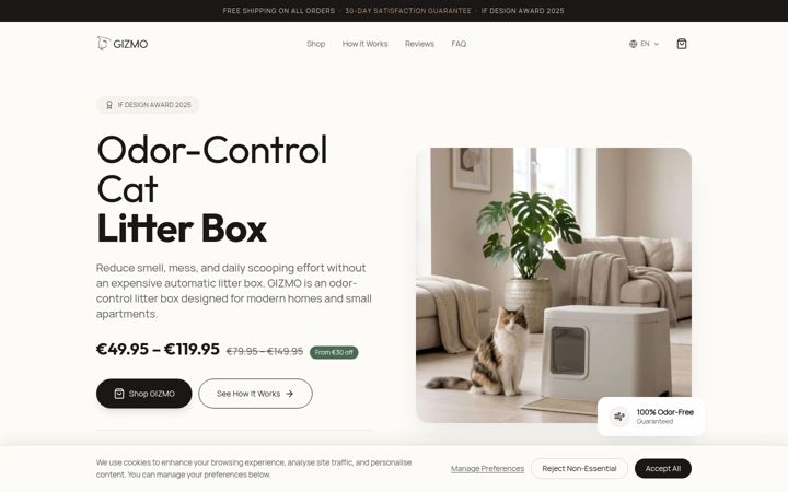 Screenshot of gizmo-litterbox.com