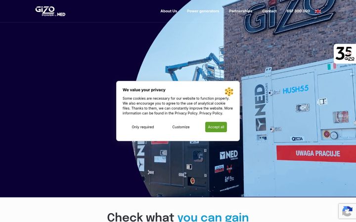 Screenshot of gizopower.com