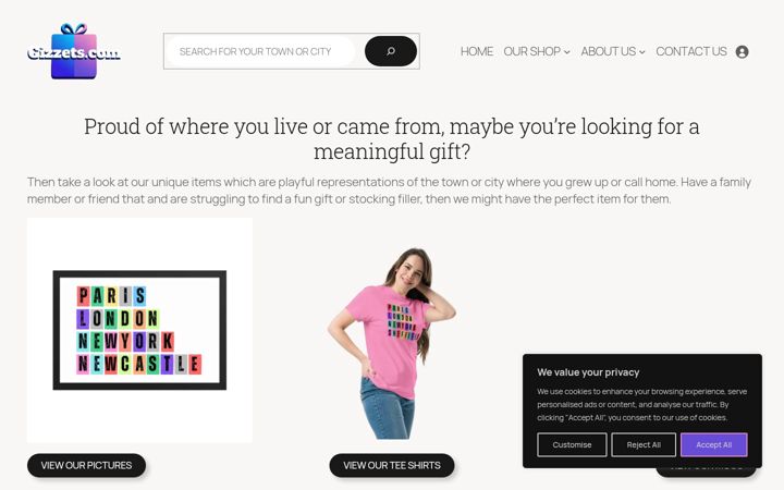Screenshot of gizzets.com