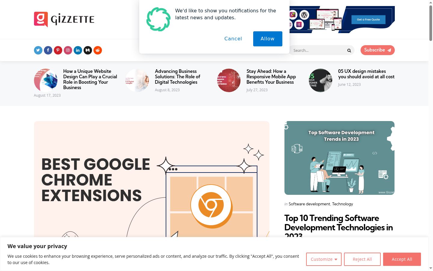 Screenshot del banner di consenso mostrato prima di qualsiasi interazione