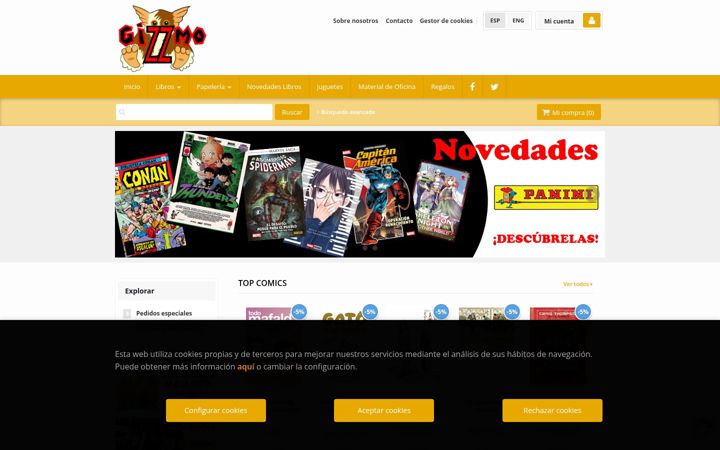 Screenshot of gizzmocomics.com