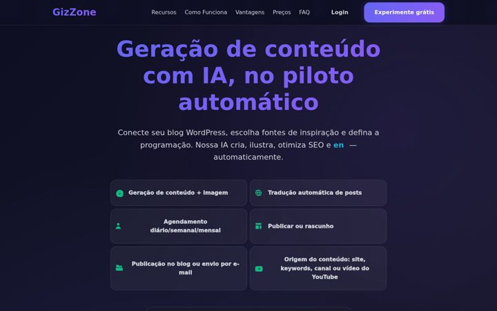 Screenshot of gizzone.com