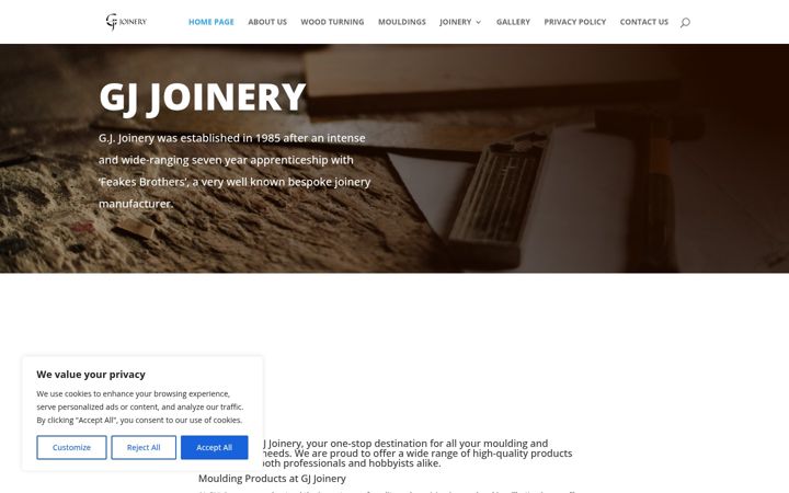 Screenshot of gj-joinery.co.uk