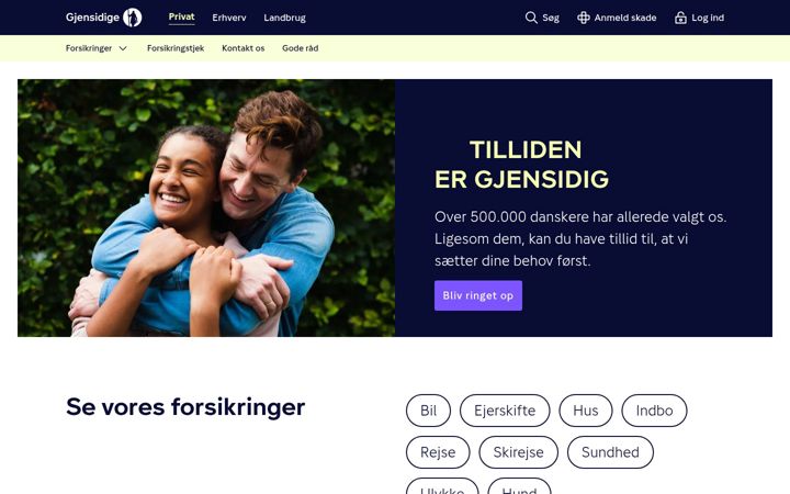 Screenshot of gjensidige.dk