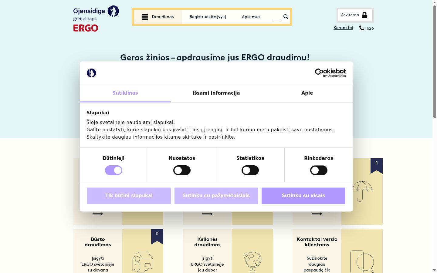 Screenshot des Einwilligungsbanners vor jeglicher Interaktion