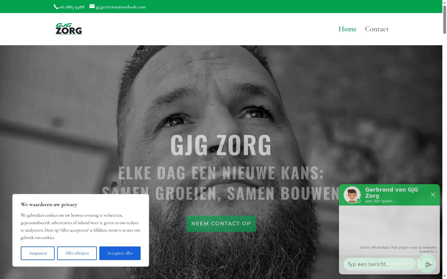 Screenshot van de toestemmingsbanner zoals getoond vóór enige interactie