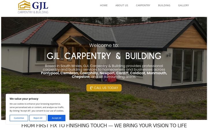 Screenshot of gjlcarpentry.co.uk