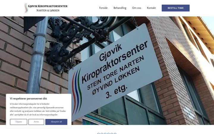 Screenshot of gjovikkiropraktorsenter.no