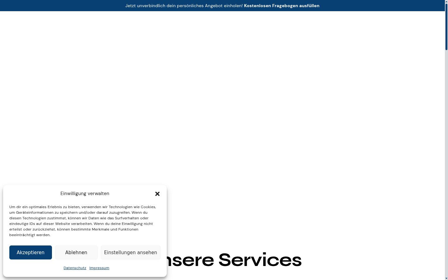 Screenshot of the consent banner shown before any interaction
