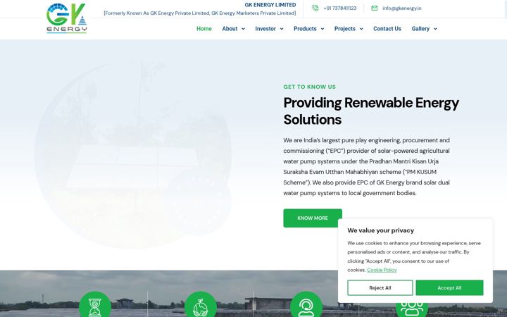 Screenshot of gkenergy.in