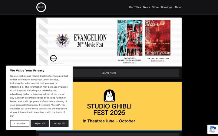 Screenshot of gkids.com