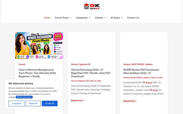 Screenshot of gkquizz.in