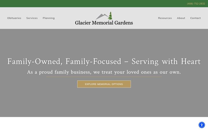 Screenshot of glaciermemorial.com