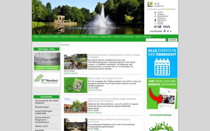 Screenshot of gladbeck.de