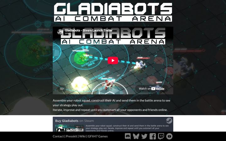 Screenshot of gladiabots.com